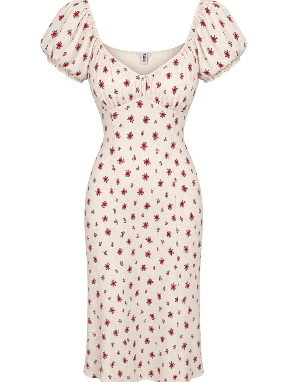 Madden Girl Cream Midi Dress with Red Floral Print